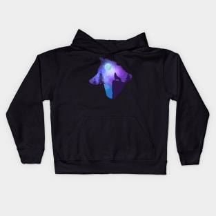 Howling at the moon, wolf head silhouette Kids Hoodie